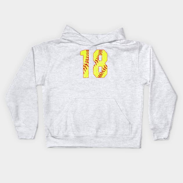 Fastpitch Softball Number 18 #18 Softball Shirt Jersey Uniform Favorite Player Biggest Fan Kids Hoodie by TeeCreations